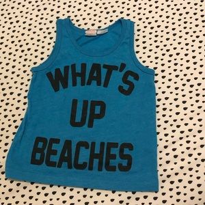 neon blue what’s up beaches toddler tank